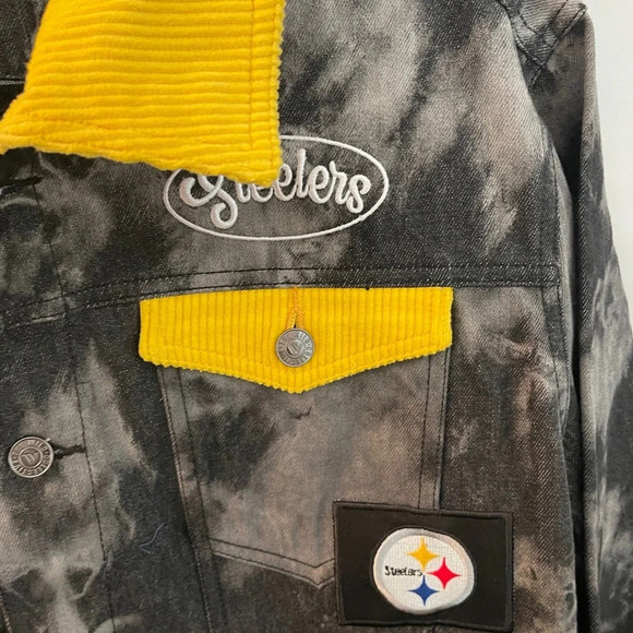 NWT The Wild Collective Official NFL Steeler's Tie Dye Denim Jacket - Picture 8 of 11
